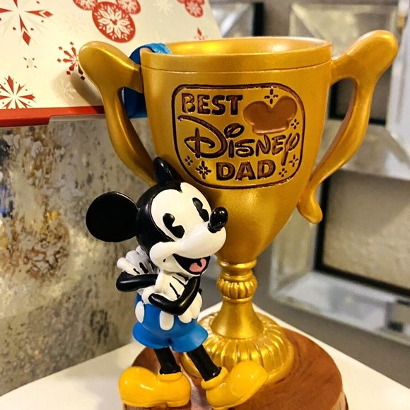 Disney MICKEY MOUSE Trophy Best Disney Dad Christmas Ornament Sketchbook NWT - Picture 8 of 10